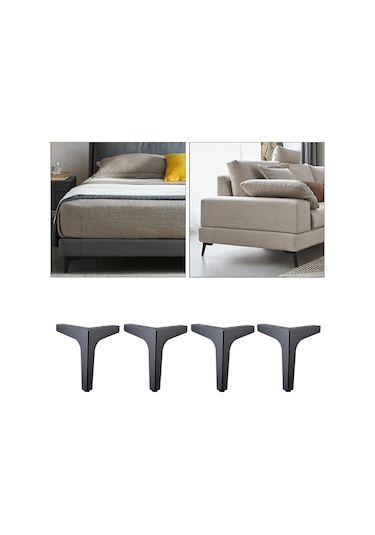 Suntek Magideal 4 Adet Demir Metal Mobilya Ayakları Kanepe 15cm-siyah