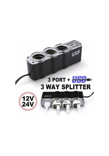 Eraks Car Accesorıes Araç Oto Çakmak Çoğaltıcı 3 Port+1 Usb