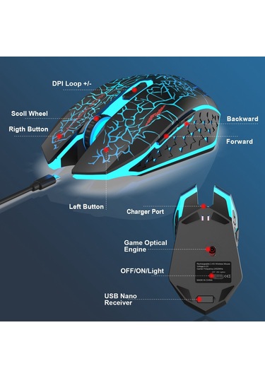 Cbtx W210 2.4 GHZ Kablosuz Bluetooth Sessiz RGB Mouse