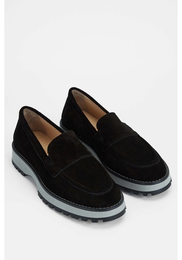 Tamer Tanca Kadın Hakiki Deri Siyah Süet Loafer Ayakkabı 902 3435 Bn Ayk Sk23/24 Sıyah Suet Siyah