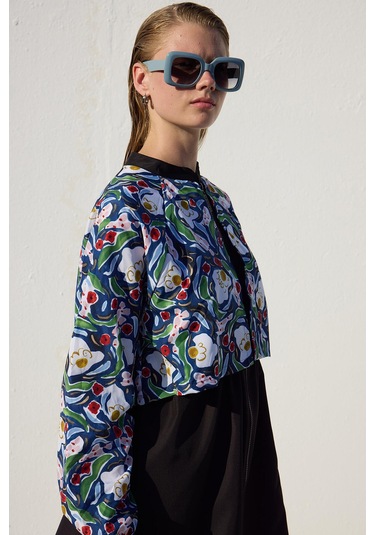 Manuka Rüzgarlıklı 3'lü Tesettür Mayo Takımı Multi Color Çok Renkli