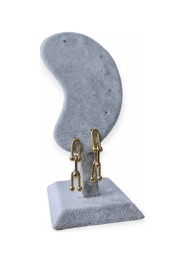 Kadın Çelik Tıffany 3 Geçmeli Küpe Altın Renk Çelik