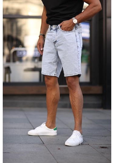 Boyfriend Kot Kapri Rahat Kalıp Kot Şort Buz Mavi