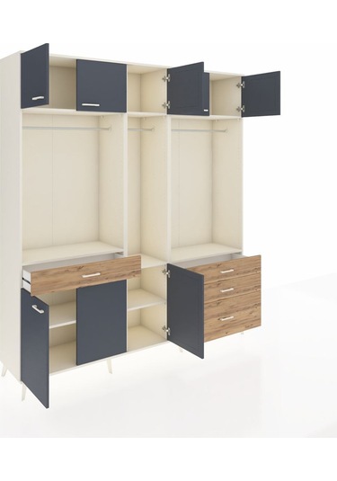 Hyperion Dolap 8 Raflı 4 Çekmeceli 3 Askılı 220x44x243 Aytaşı-antrasit/çam Antrasıt/atlas Çam