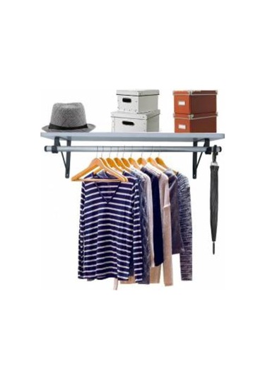 Depolife Raf Tutucu Askı Demirli Askılık Borulu Duvar Ahşap Montajlı Demir