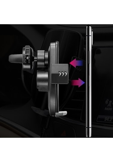 Wisdomselect Qi 15w Otomatik Sıkma Araç Telefonu Tutucu Kablosuz Şarj-zarif Gri Hava Çıkışlı Kablosuz Olmayan Şarj Siyah Vantuzlu Yok Uc495f
