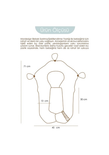 Mordesign Moresleep 2'si 1 Arada Bebek Sarılma Ve Şekillendirme Yastığı, Düz Kafa Yastığı,pamuklu,uyku Yastığı Kapiçino Zg10194-5