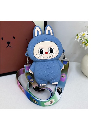 Snapbuy Silikon Bozuk Para Çantası, Labubu Şekilli Çocuk Cüzdanı Mavi