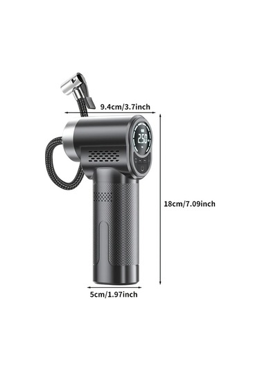 Primepickings Black Kablosuz Taşınabilir El Tipi Araç Lastik Şişirme Cihazı Bisiklet Motosiklet Elektrikli Bisiklet Ve Toplar İçin