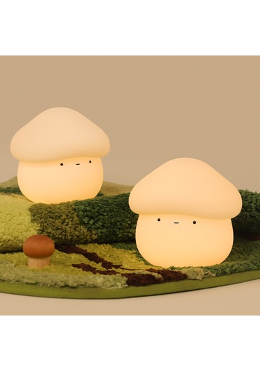 Reedark Silikon Mantar Gece Lambası: Dokunarak Aç/kapat, 15/30 Dakika Gecikmeli Kapatma, 2 Seviye Parlaklık, 2600k Islak Beyaz Işık, 1w Beyaz