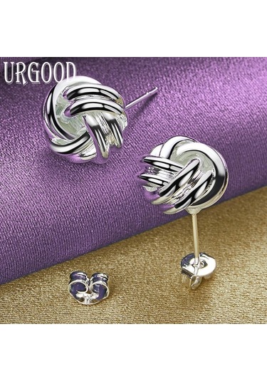 925 Ayar Gümüş Dokuma Küpe Parti Hediyeleri Moda Takı