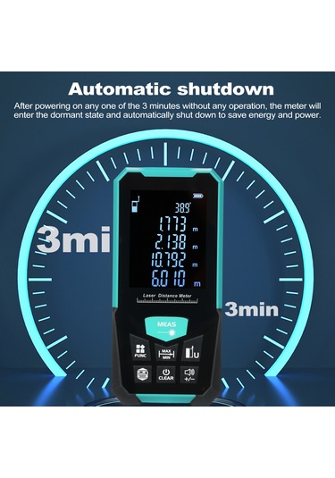 Reedark D3-50 Lazer Mesafe Ölçer, 50m Aralık, Alan/hacim/iki Nokta Ölçüm, 50 Veri Depolama, Pil İle Teslim, Ip54 Su Geçirmez