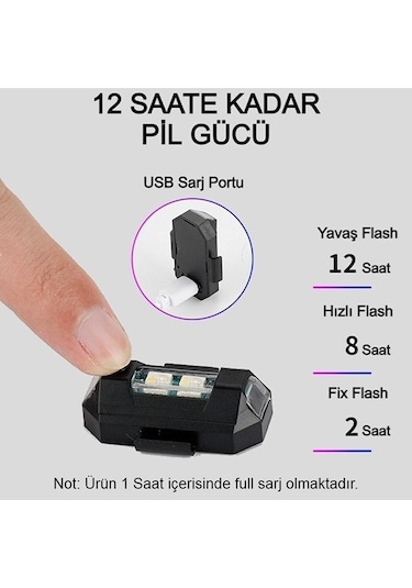2 Adet Şarjlı Mini Led Işık, Motor Çakar Led, Drone Led Işık