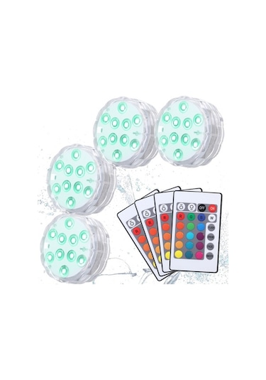 Trendooze Ve Uzaktan Suya Sualtı Su Rgbw Renk Pil Modu, Led'li Kumandalı Işığı, Ir Ip68 İle Havuz Geçirmez Değildir Dayanıklı, Dahil Çalışır. Aydınlatma Adet Aaa 4 3 16 10 Bb