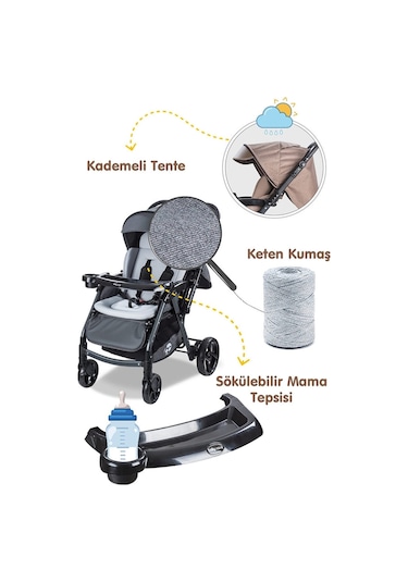 Baby Care Çift Yönlü Alüminyum Kalın Iskelet Bebek Arabası Oyuncak Hediyeli