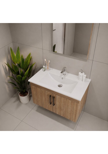 Creavit D20 Banyo Dolabı Seti Çekmeceli 65 Cm Everest Kahverengi