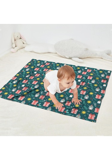 Noel Desenli Bebek Battaniyesi 40x30 İnç, Polar, Yumuşak, Hafif Ve Kalın Noel Hediye Feneri
