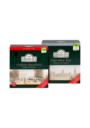 Ahmad Tea Earl Grey & English Breakfast Avantaj Paket 2 Li 100 Lü + 100 Lü Poşet Çay
