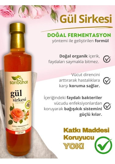 Gül Sirkesi 500 Ml - Organik Doğal Fermantasyon