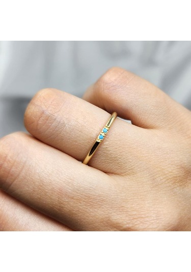 Firuze Turkuaz Taşlı 925 Ayar Gümüş Alyans Yüzük