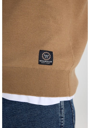 Regular Fit Normal Kesim Bisiklet Yaka Bej Triko Kazak W242724614 Bej