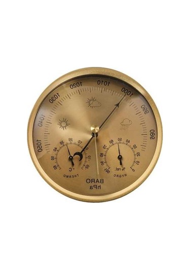 Moly Altın Renkli 132 Mm Hava İstasyonu: Barometre, Termometre, Higrometre - Basınç, Sıcaklık, Nem Ölçümü