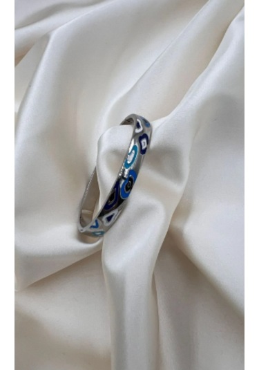 Bb Çelik Tasarım Nazarım Boncuk Kelepçe Bilezik Mavi