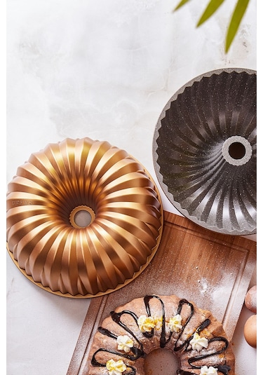 Emsan Griss Hardstone Döküm Kek Kalıbı Gold 24 CM