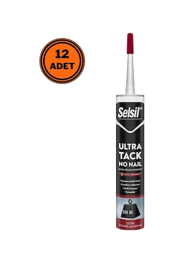 12 Adet Selsil Ultra Tack Montaj Yapıştırıcı Korniş Yapıştırıcısı 290 Ml 290 ML