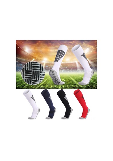 Folinda Beyaz Uzun Futbol Çorabı - Rahat Polyester, Nefes Alıcı, Ter Emici, Kaymaz Önleyici Taban S 29-34 Beyaz