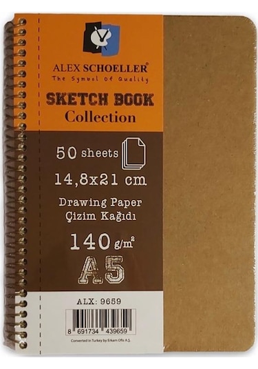 Alex Schoeller Spiralli Çizim Defteri A5 - 140 G 50 Yaprak