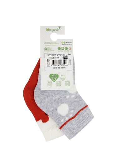 Biorganic Happy Bear 2'li Bebek Çorabı 68409 001