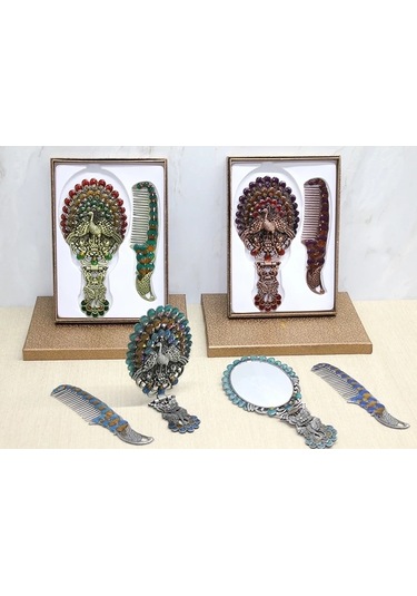 Tavuskuşu Katlanabilir Ayna Ve Tarak Seti Büyük Boy Alk4913