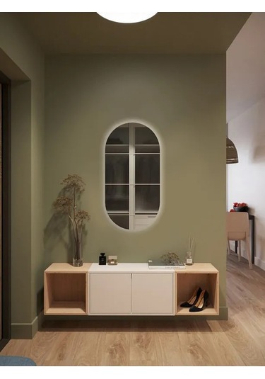 Fawdecor Led Işıklı Oval/kapsül Duvar Aynası 110 X 110 Beyaz Işık