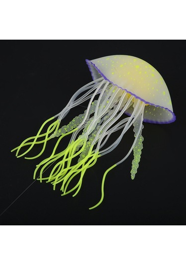 Qingmipy Lemon Sarı Simülasyonlu Flüoresan Medusa: Silikon Malzeme Akvaryum Dekorasyonu - Doğal Görünüm, Su Ve Balık Dostu, Kolay Kurulum