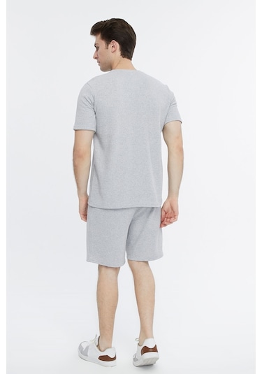 Bella Dossi Waffle Kumaş 0 Yaka Erkek Günlük Ve Spor Şort Takımı Gri