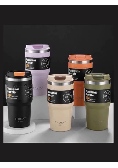 Shotay Termos Mug Matara 650ml Haki Yeşil Renk Yeşil