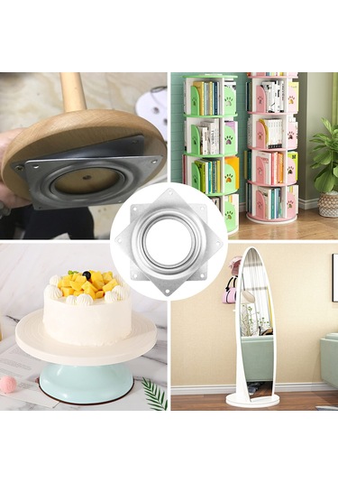 10 Cm Kare Lazy Susan Vidalı Döner Rulman Plakası, 2 Adet Çelik