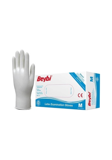 Beybi Lateks Pudralı M Medium Beden Muayene Eldiveni 100 Lü Paket