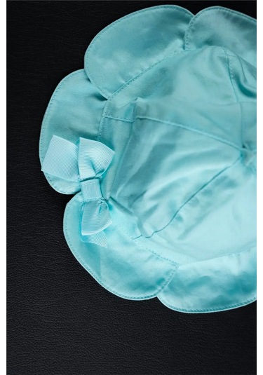 Kız Bebek Açık Mavi Kurdele Detaylı Şapka Açık Mavi