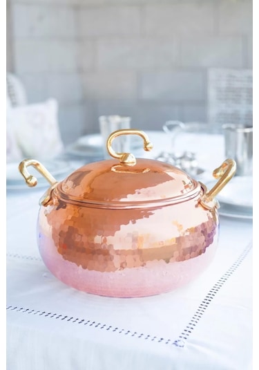 Bakır Tencere Tombul Model 8 Lt