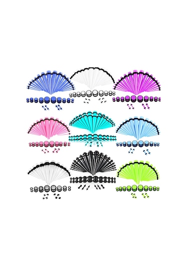 Sones 36 Adet Unisex Akrilik Kulak Genişletme Kulak Genişletici 14g-00g Aksesuar Seti Yeşil
