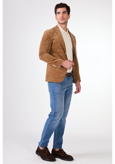 Dufy Bej Erkek Ceket - Slim Fit Bej