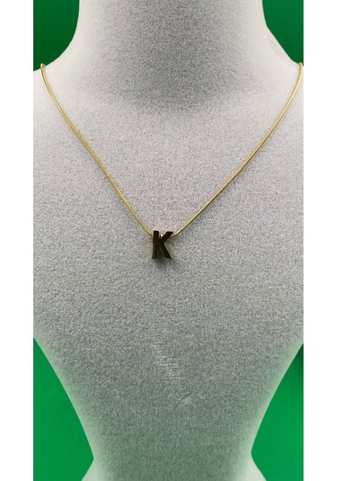 14k Altın Renginde K Harf Minimal Model Çelik Kadın Kolye Altın