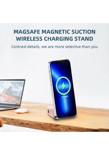 Yaozixa Kırmızı Pembe Bluetooth Telefon Tutucu, Dikişli Tutamaklı, 10w Kablosuz Şarj Ve 200mah Batarya İle Geliştirilmiş Model Pembe