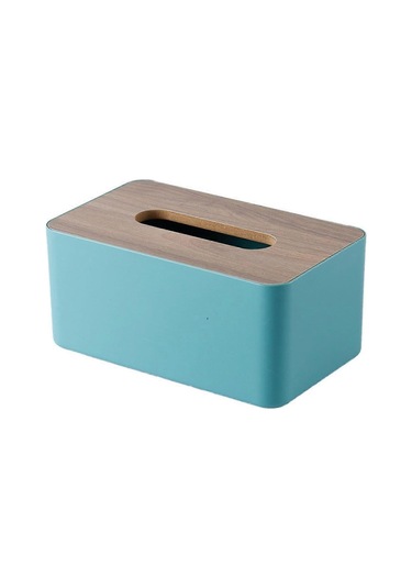 Ahşap Mendil Tutucu Ev Kağıt Havlu Saklama Kutusu Çıkarılabilir Mendil Kutusu Ev Ofis Mendil Kutusu Mavi Mavi