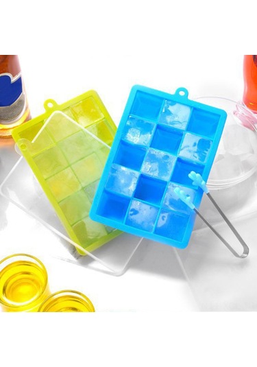 Konesam Mavi Silikon Buzluk Kalıbı 15 Delikli, Kapaçklı, Esnek, Yemeklik/çikolata/pasta Hamuru İçin, Dondurucuda Kokuları Engeller, Lavabo Güvenli Çok Renkli