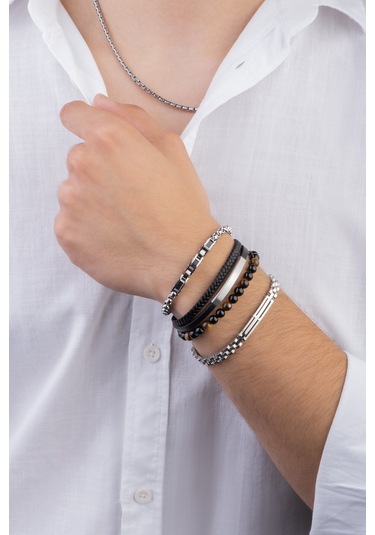 Metalik Stil Erkek Çelik Zincir Bileklik Çelik