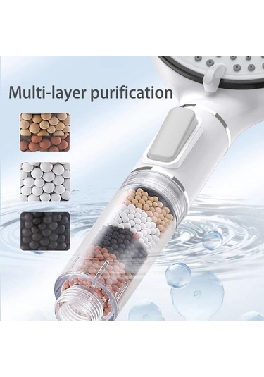 Gri 5 Modlu Duş Başlığı Yüksek Basınç Filtreli Yağış El Duş Başlığı Su Tasarruf Memesi Banyo Aksesuarları Gri