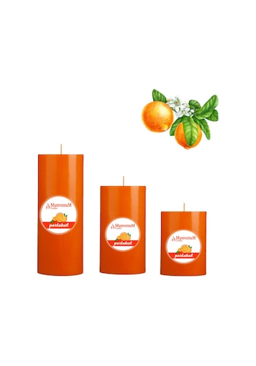 Medium Portakal Kokulu Set Mum Çap 7 Cm Turuncu